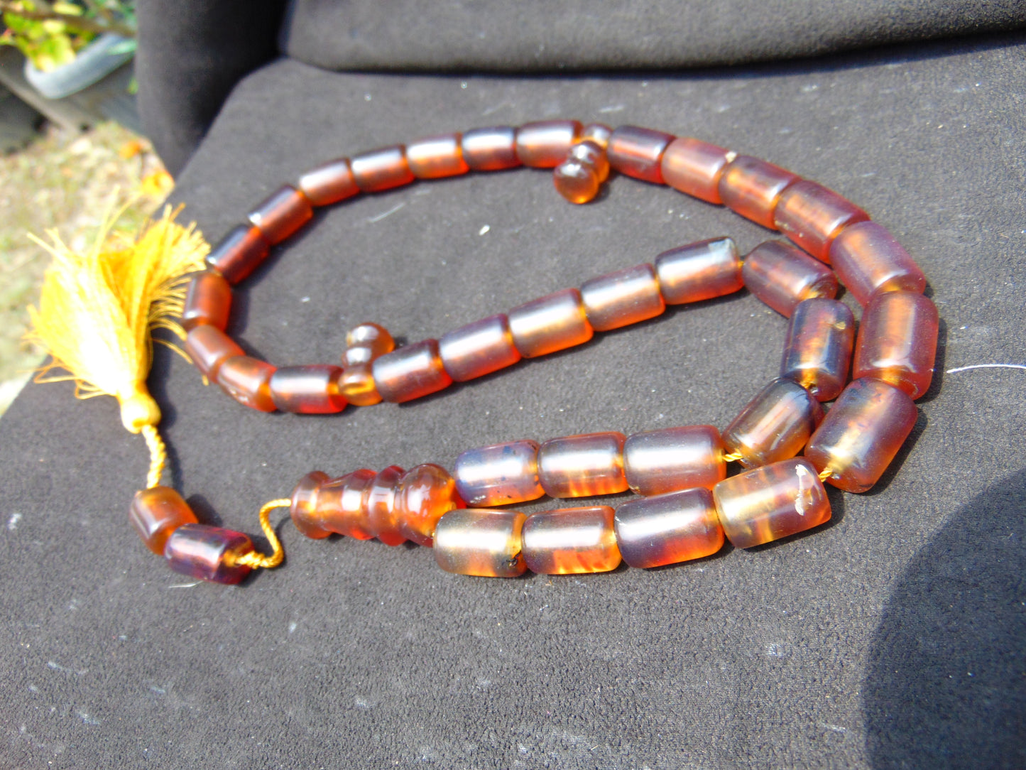 79 gr Komboloi Rosary 33+2 Beads 13x15 mm Indonesian Yellow Red Amber for Healing TT28