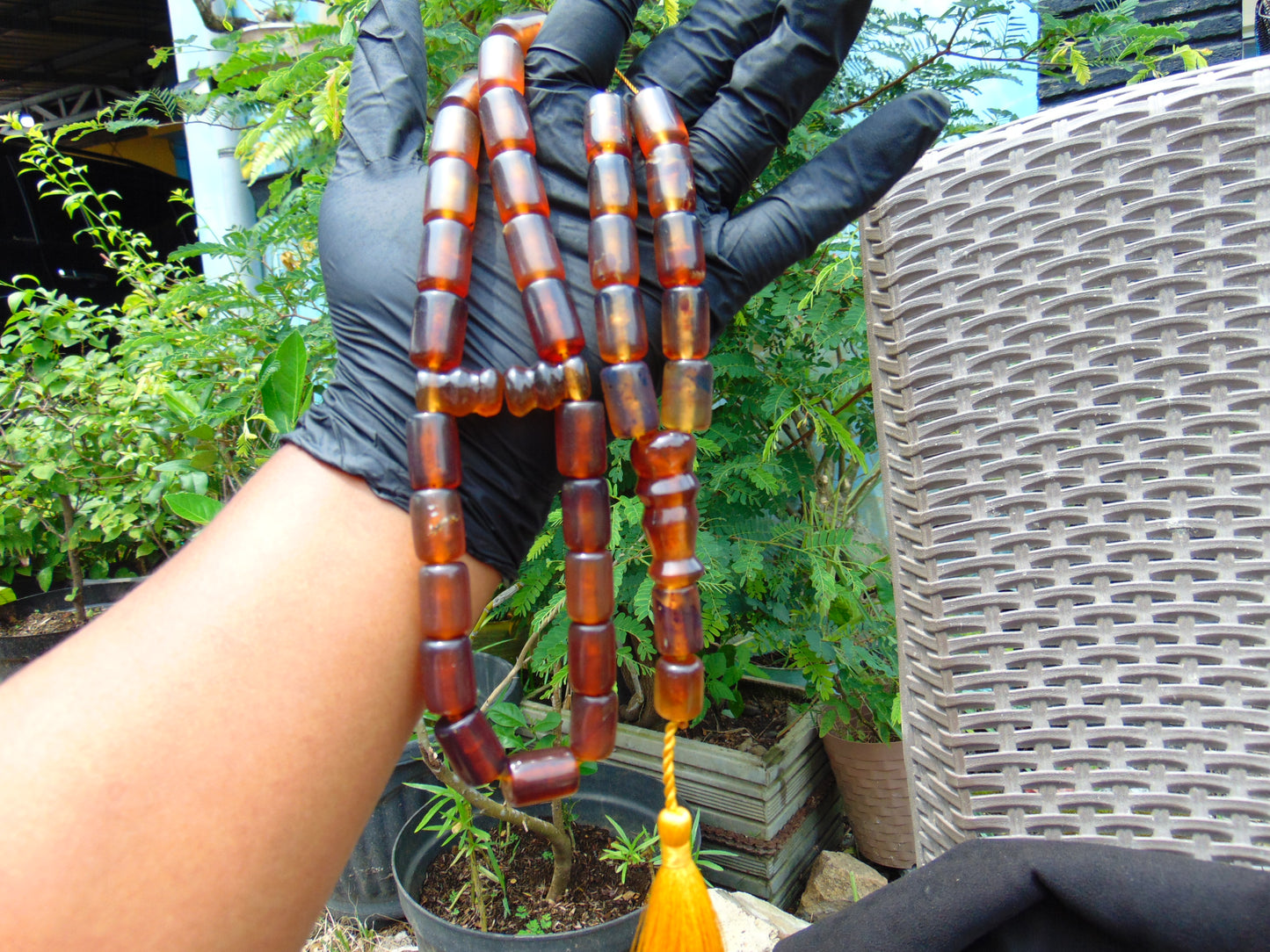 79 gr Komboloi Rosary 33+2 Beads 13x15 mm Indonesian Yellow Red Amber for Healing TT28