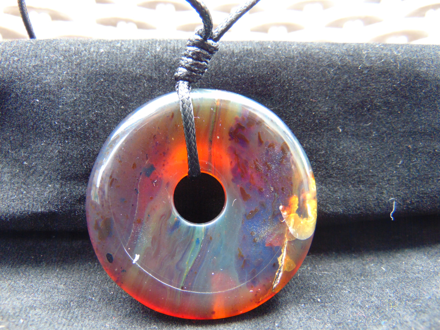 14.3 gr Donut Pendant 46x9 mm Indonesian Blue Amber for Healing 26N7