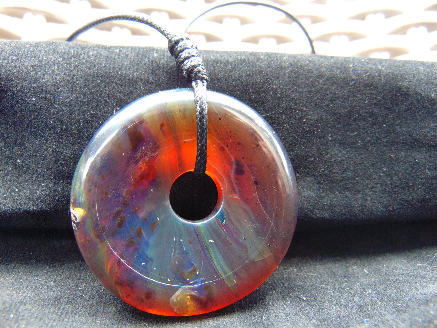 14.3 gr Donut Pendant 46x9 mm Indonesian Blue Amber for Healing 26N7