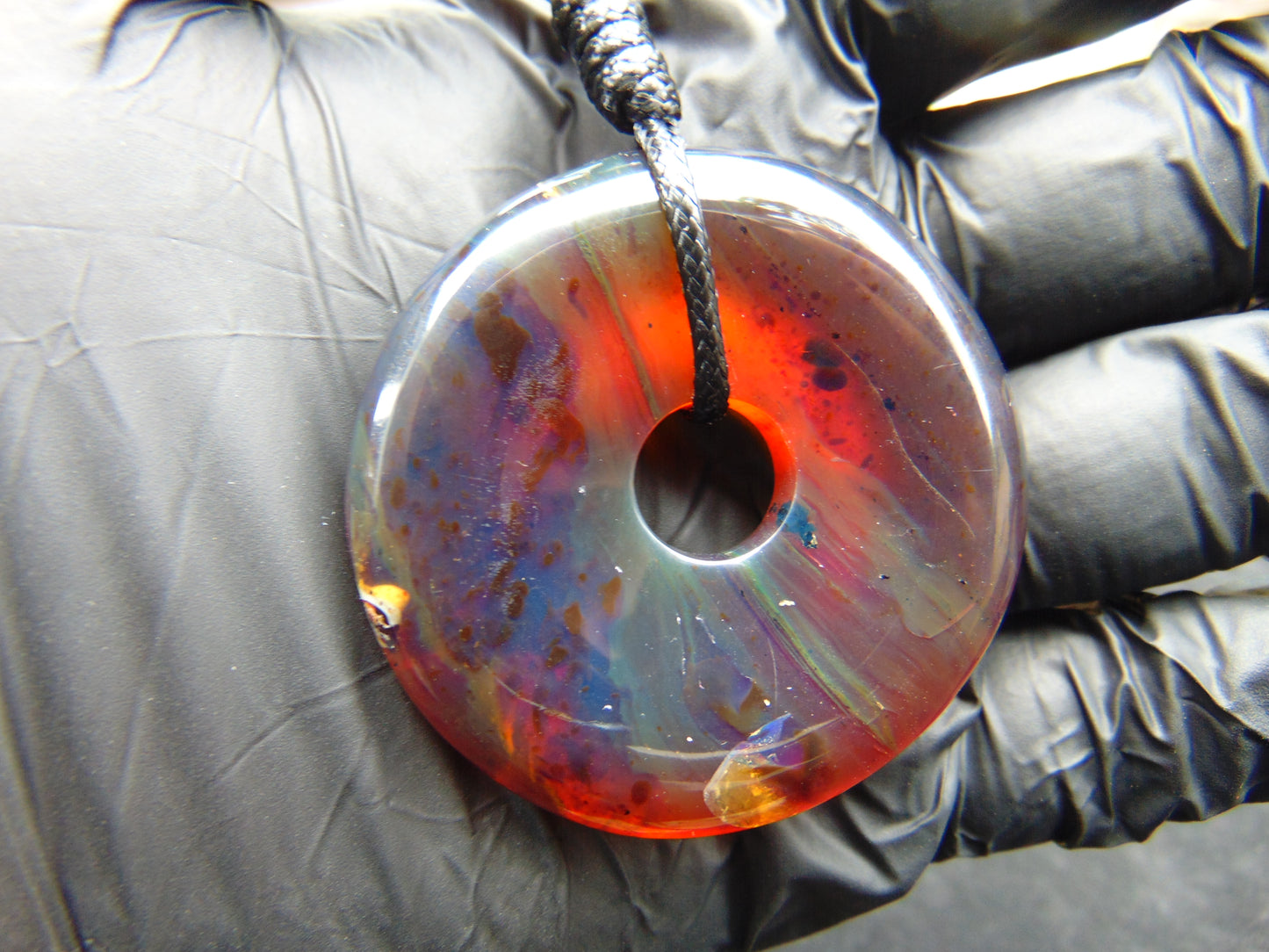 14.3 gr Donut Pendant 46x9 mm Indonesian Blue Amber for Healing 26N7