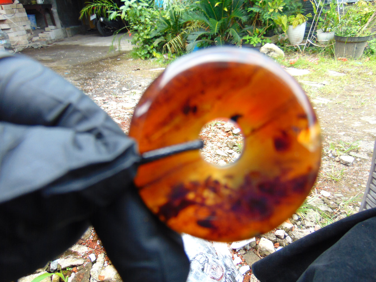 14.3 gr Donut Pendant 46x9 mm Indonesian Blue Amber for Healing 26N7