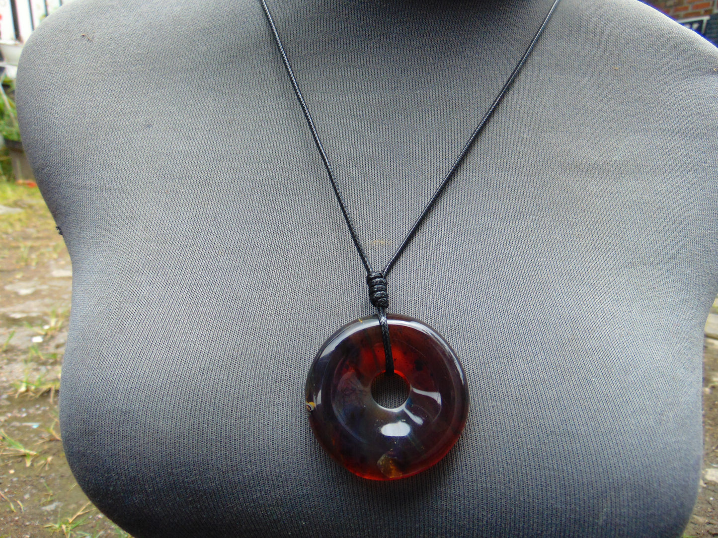 14.3 gr Donut Pendant 46x9 mm Indonesian Blue Amber for Healing 26N7