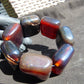 154 gr 7 Square Beads Bangle Indonesian Red Purple Amber for Healing FBK4