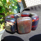 154 gr 7 Square Beads Bangle Indonesian Red Purple Amber for Healing FBK4