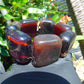 154 gr 7 Square Beads Bangle Indonesian Red Purple Amber for Healing FBK4