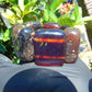 154 gr 7 Square Beads Bangle Indonesian Red Purple Amber for Healing FBK4