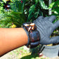 135 gr 7 Square Beads Bangle Indonesian Blue Black Amber for Healing FBK2