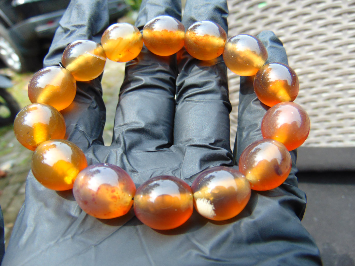 21 gram 14 Beads Mala Bracelet Indonesian amber 13x16 mm for Healing A14G57