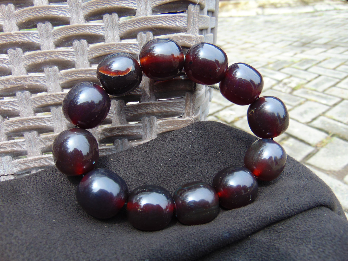 47 gram 12 Beads Mala Bracelet Indonesian Cherry Red amber 18x20 mm for Healing A12G70