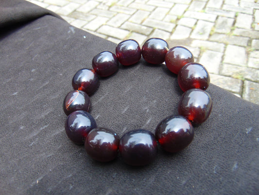 47 gram 12 Beads Mala Bracelet Indonesian Cherry Red amber 18x20 mm for Healing A12G70