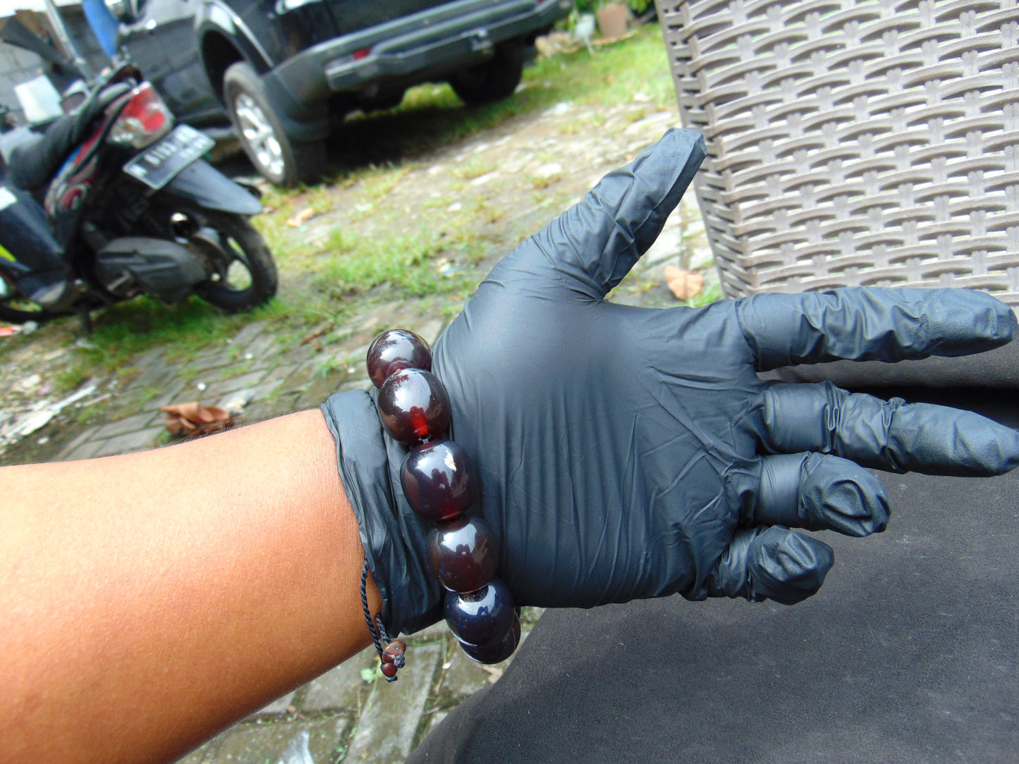 47 gram 12 Beads Mala Bracelet Indonesian Cherry Red amber 18x20 mm for Healing A12G70