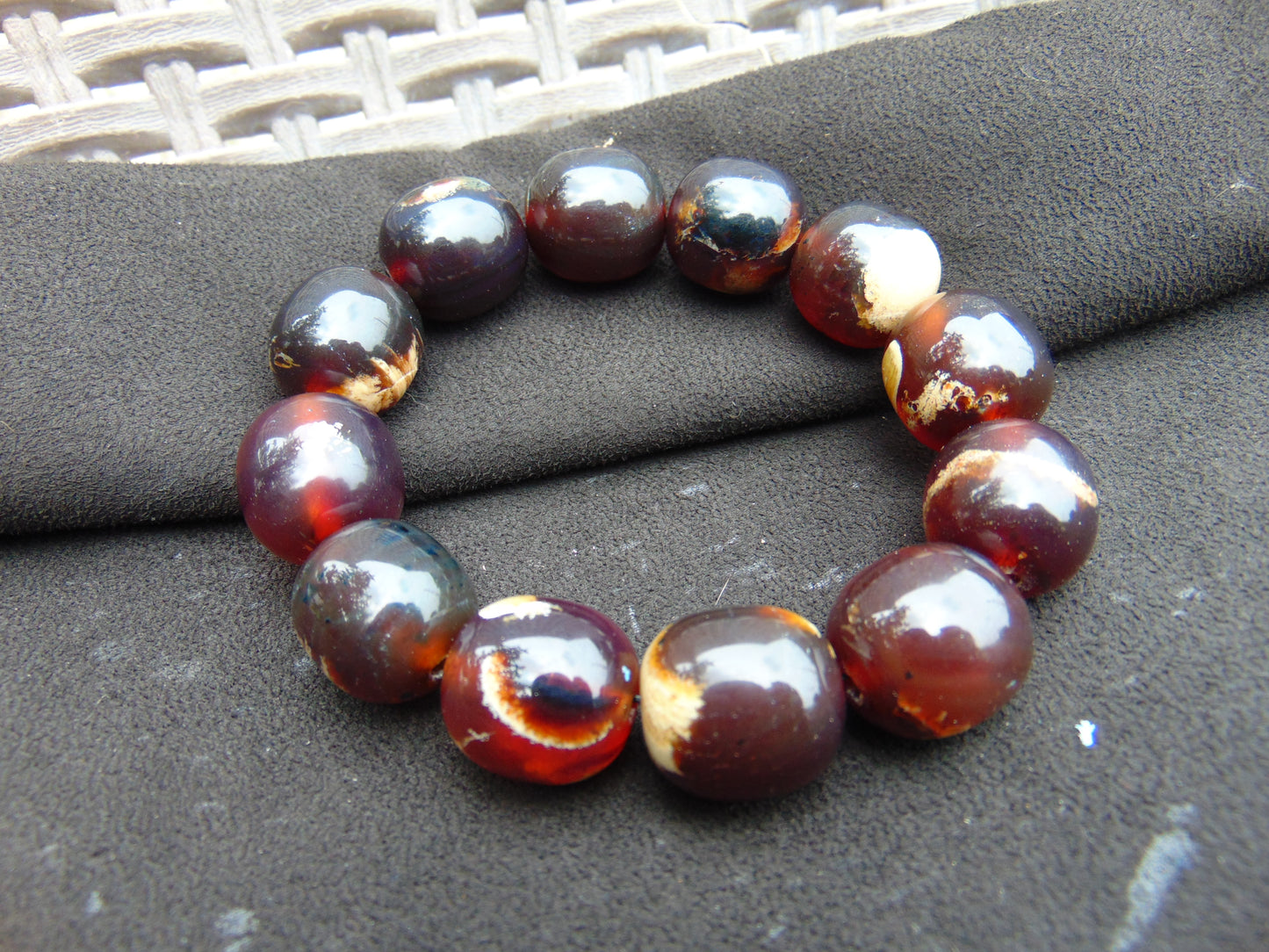 47 gram 12 Beads Mala Bracelet Indonesian amber 18x20 mm for Healing A12G71