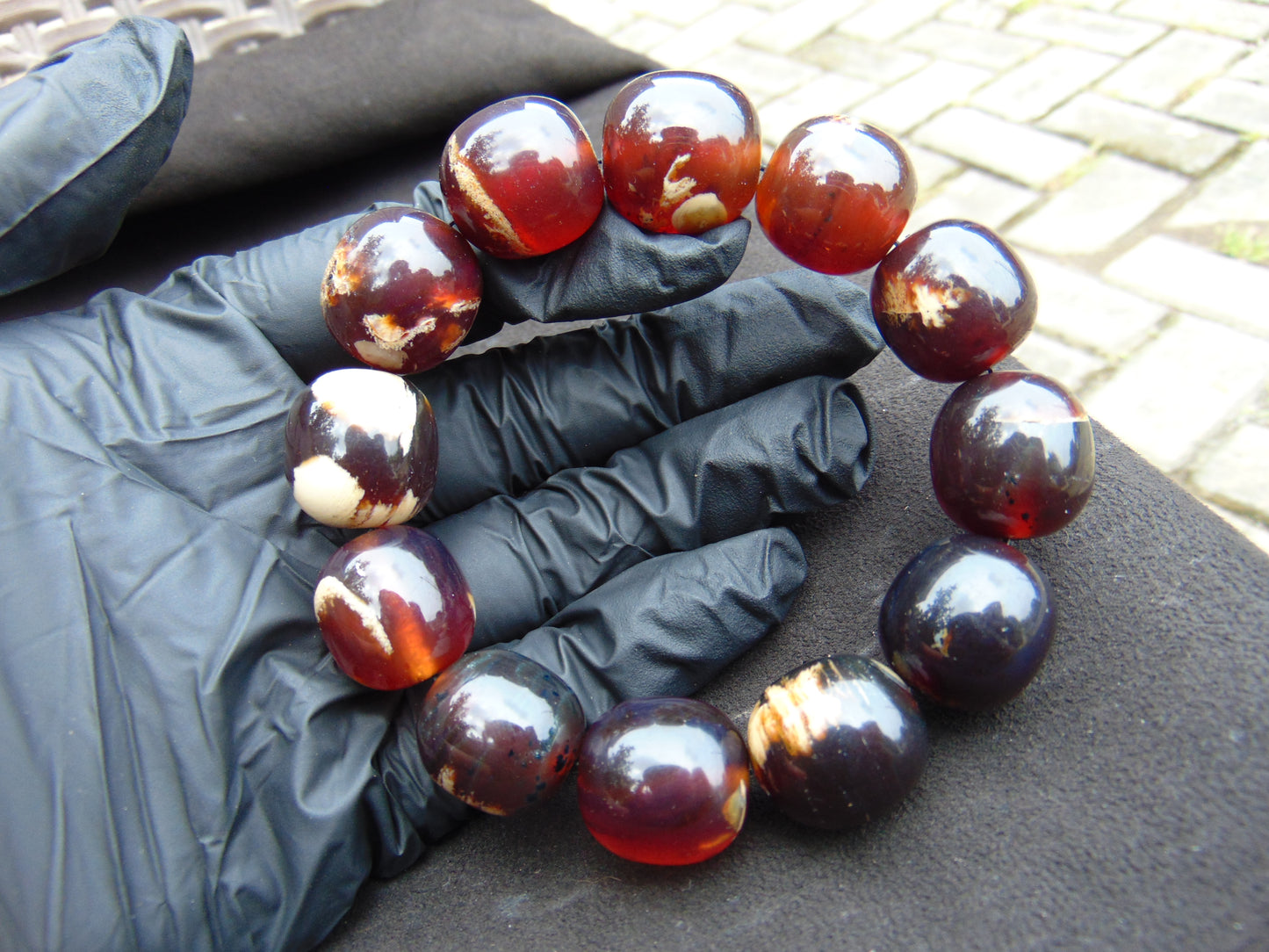 47 gram 12 Beads Mala Bracelet Indonesian amber 18x20 mm for Healing A12G71