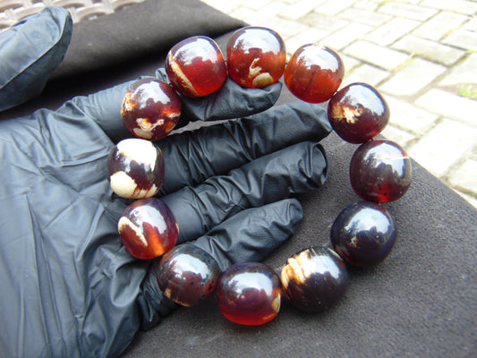 47 gram 12 Beads Mala Bracelet Indonesian amber 18x20 mm for Healing A12G71