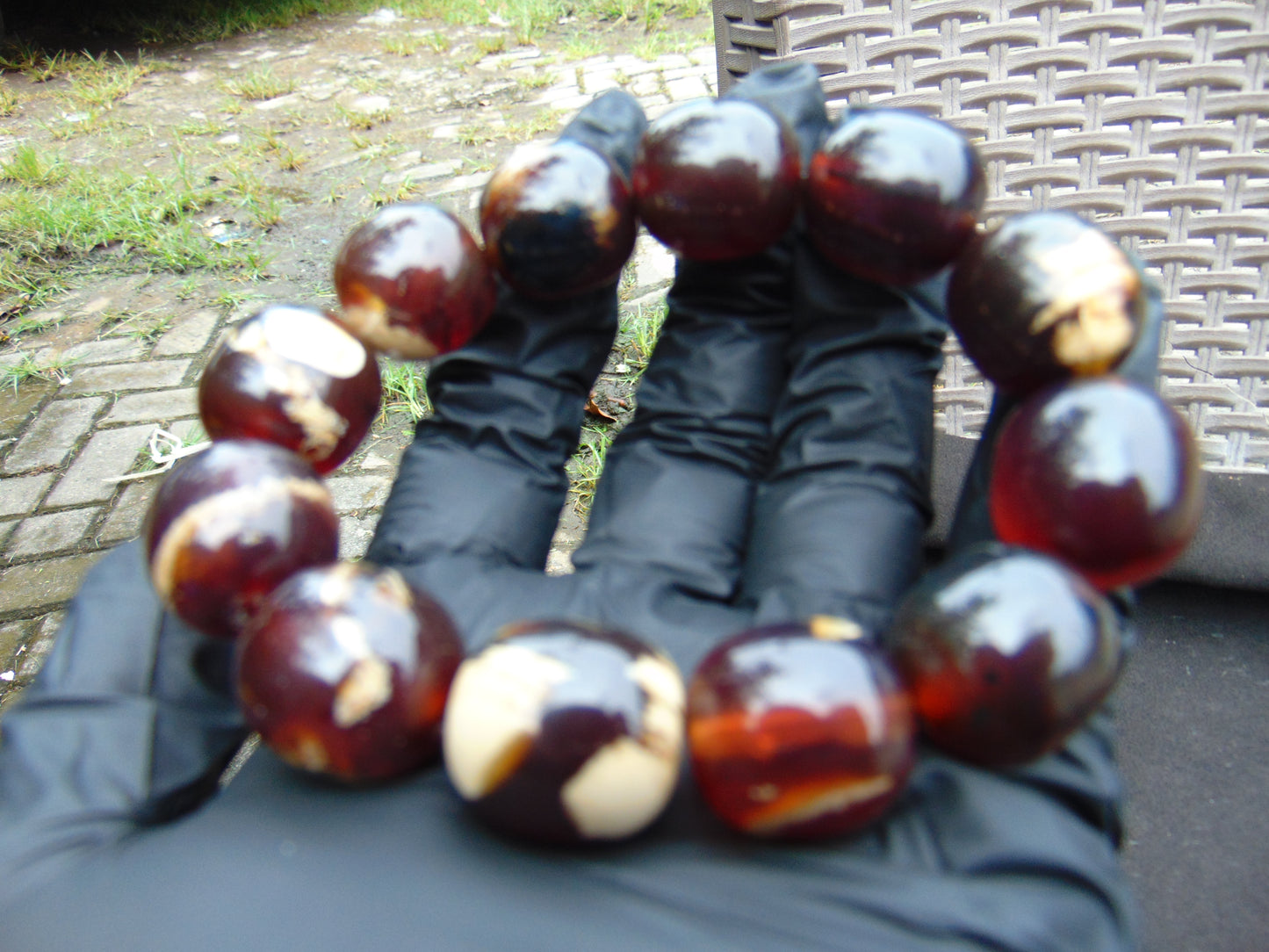 47 gram 12 Beads Mala Bracelet Indonesian amber 18x20 mm for Healing A12G71