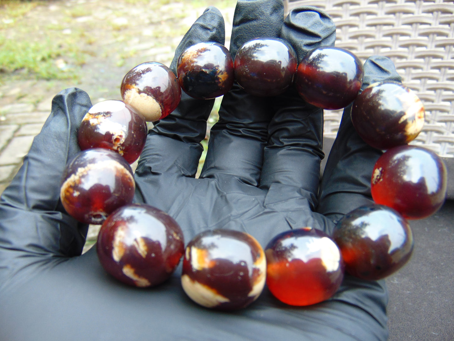 47 gram 12 Beads Mala Bracelet Indonesian amber 18x20 mm for Healing A12G71