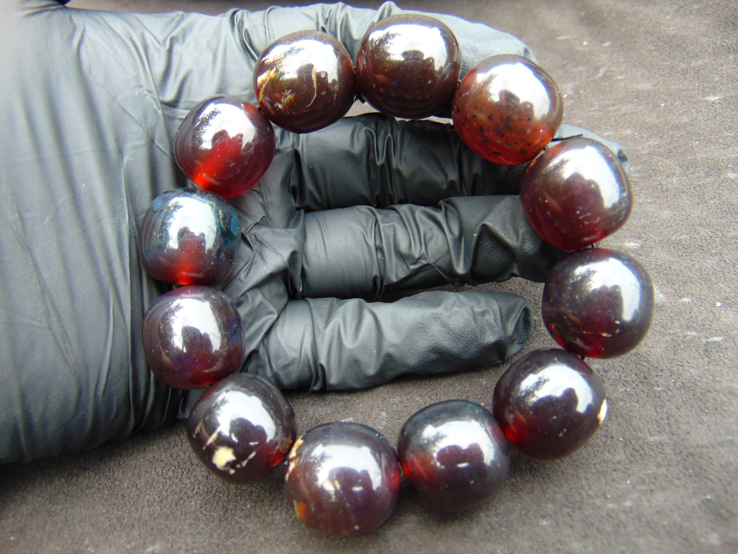 47 gram 12 Beads Mala Bracelet Indonesian Cherry Red Amber 18x20 mm for Healing A12G65