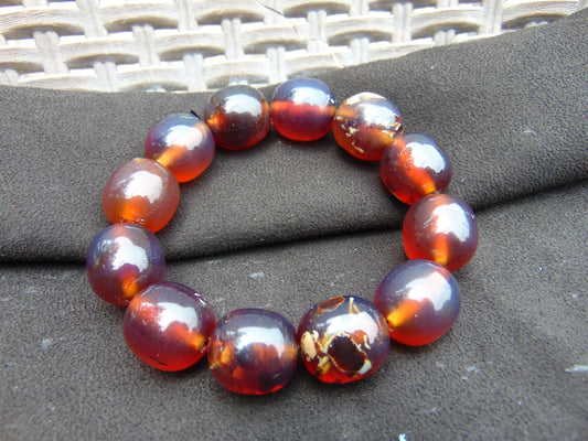 47 gram 12 Beads Mala Bracelet Indonesian Blue amber 18x20 mm for Healing A12G73