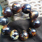 99 gram 10 Beads Mala Bracelet Indonesian Black Blue Amber 25 mm for Healing FRB41