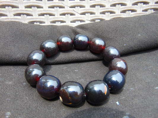 47 gram 12 Beads Mala Bracelet Indonesian Cherry Red amber 18x20 mm for Healing A12G67