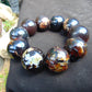 99 gram 10 Beads Mala Bracelet Indonesian Black Blue Amber 25 mm for Healing FRB41