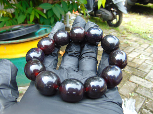 47 gram 12 Beads Mala Bracelet Indonesian Cherry Red amber 18x20 mm for Healing A12G67