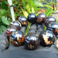 99 gram 10 Beads Mala Bracelet Indonesian Black Blue Amber 25 mm for Healing FRB41