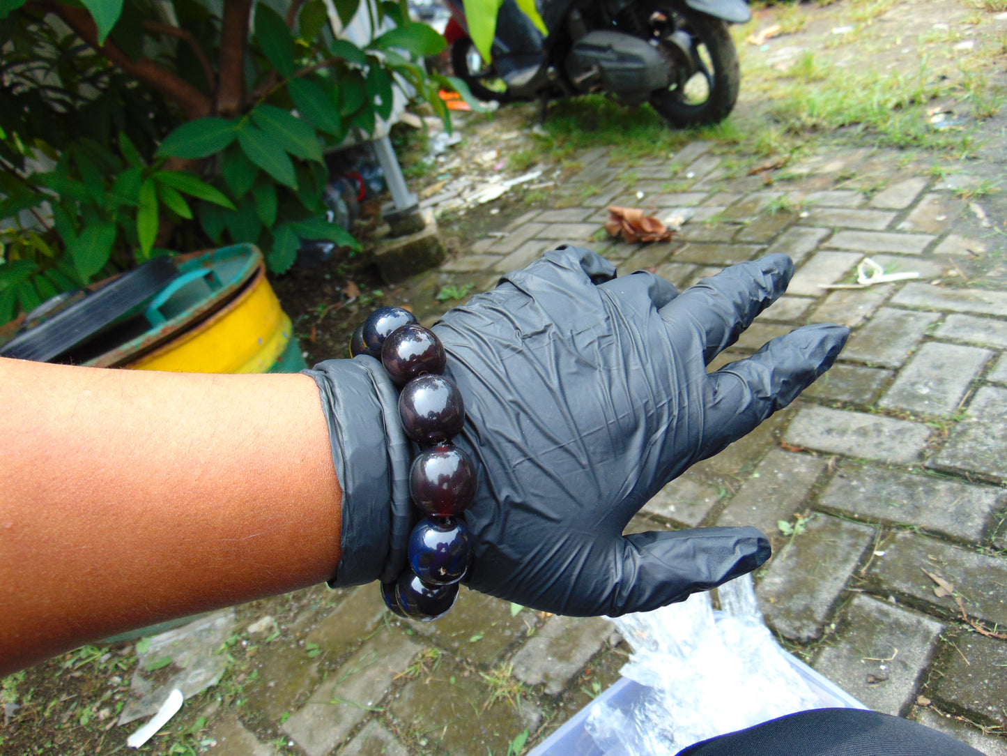 47 gram 12 Beads Mala Bracelet Indonesian Cherry Red amber 18x20 mm for Healing A12G67