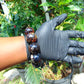 99 gram 10 Beads Mala Bracelet Indonesian Black Blue Amber 25 mm for Healing FRB41