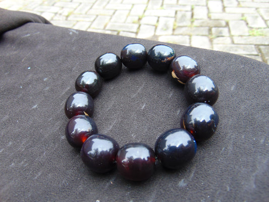 47 gram 12 Beads Mala Bracelet Indonesian Blue Black Cherry Red amber 18x20 mm for Healing A12G66