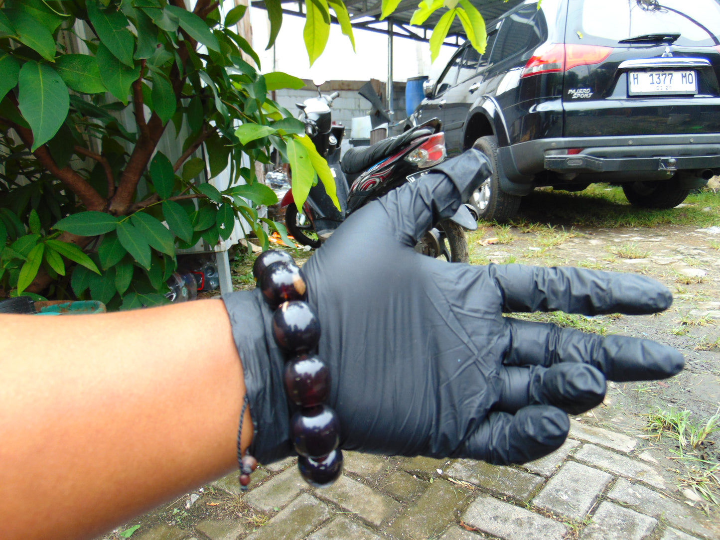 47 gram 12 Beads Mala Bracelet Indonesian Blue Black Cherry Red amber 18x20 mm for Healing A12G66