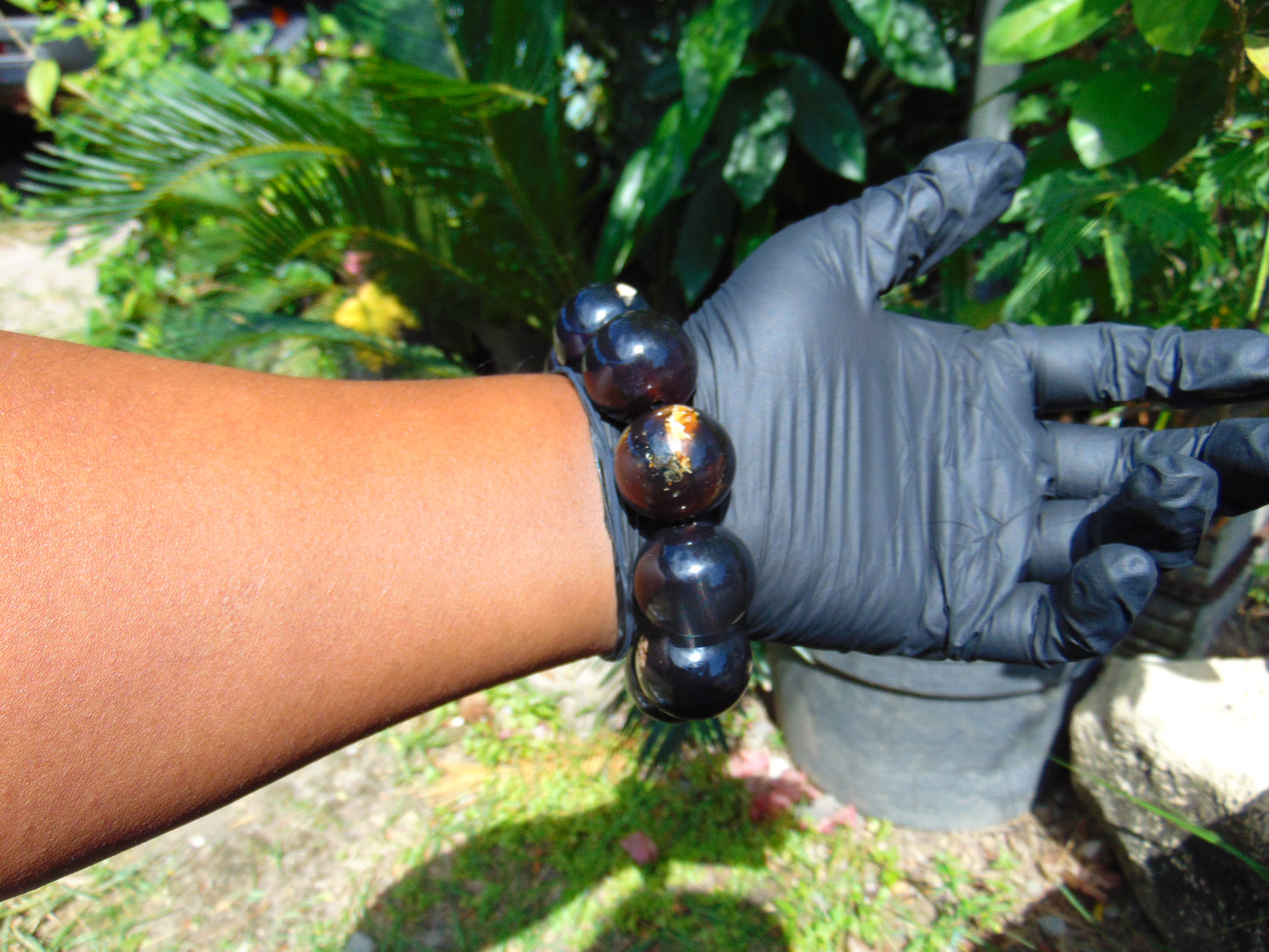 95 gram 10 Beads Mala Bracelet Indonesian Cherry Amber 25 mm for Healing FRB38