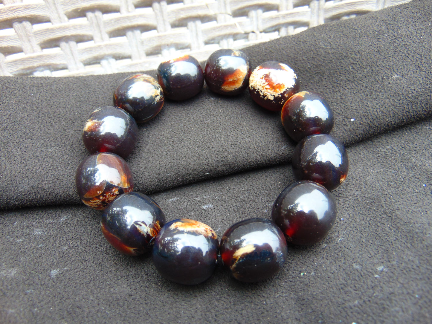 47 gram 12 Beads Mala Bracelet Indonesian amber 18x20 mm for Healing A12G68