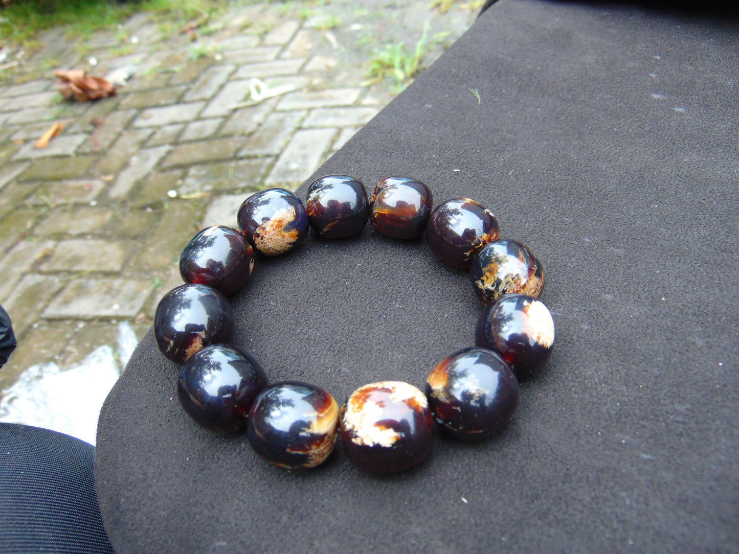 47 gram 12 Beads Mala Bracelet Indonesian amber 18x20 mm for Healing A12G68