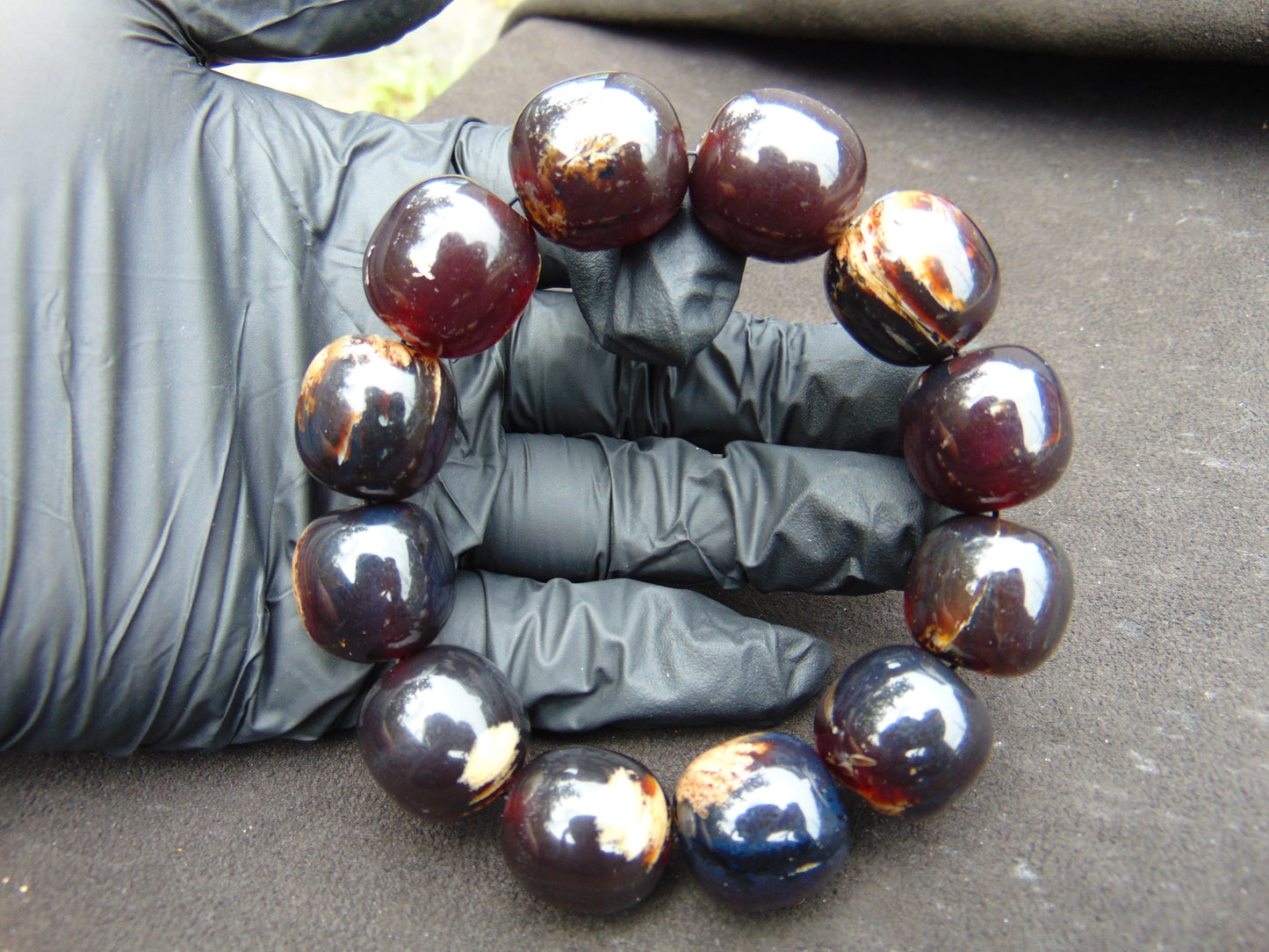 47 gram 12 Beads Mala Bracelet Indonesian amber 18x20 mm for Healing A12G68