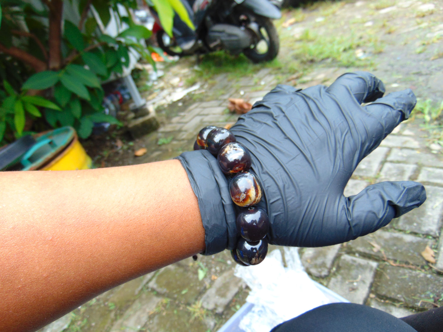 47 gram 12 Beads Mala Bracelet Indonesian amber 18x20 mm for Healing A12G68