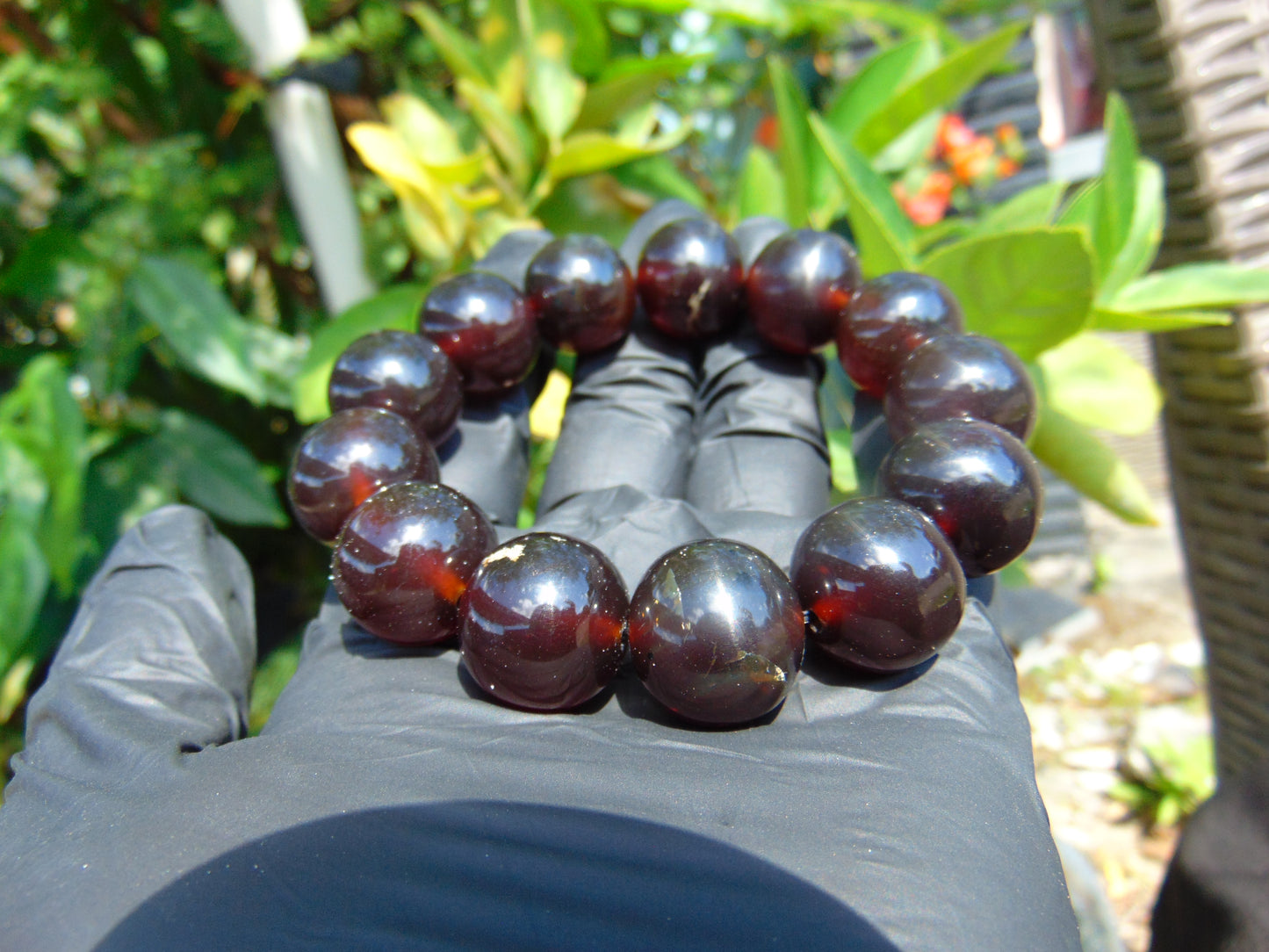 43 gram 13 Beads Mala Bracelet Indonesian Cherry Red Amber 18 mm for Healing G18B2