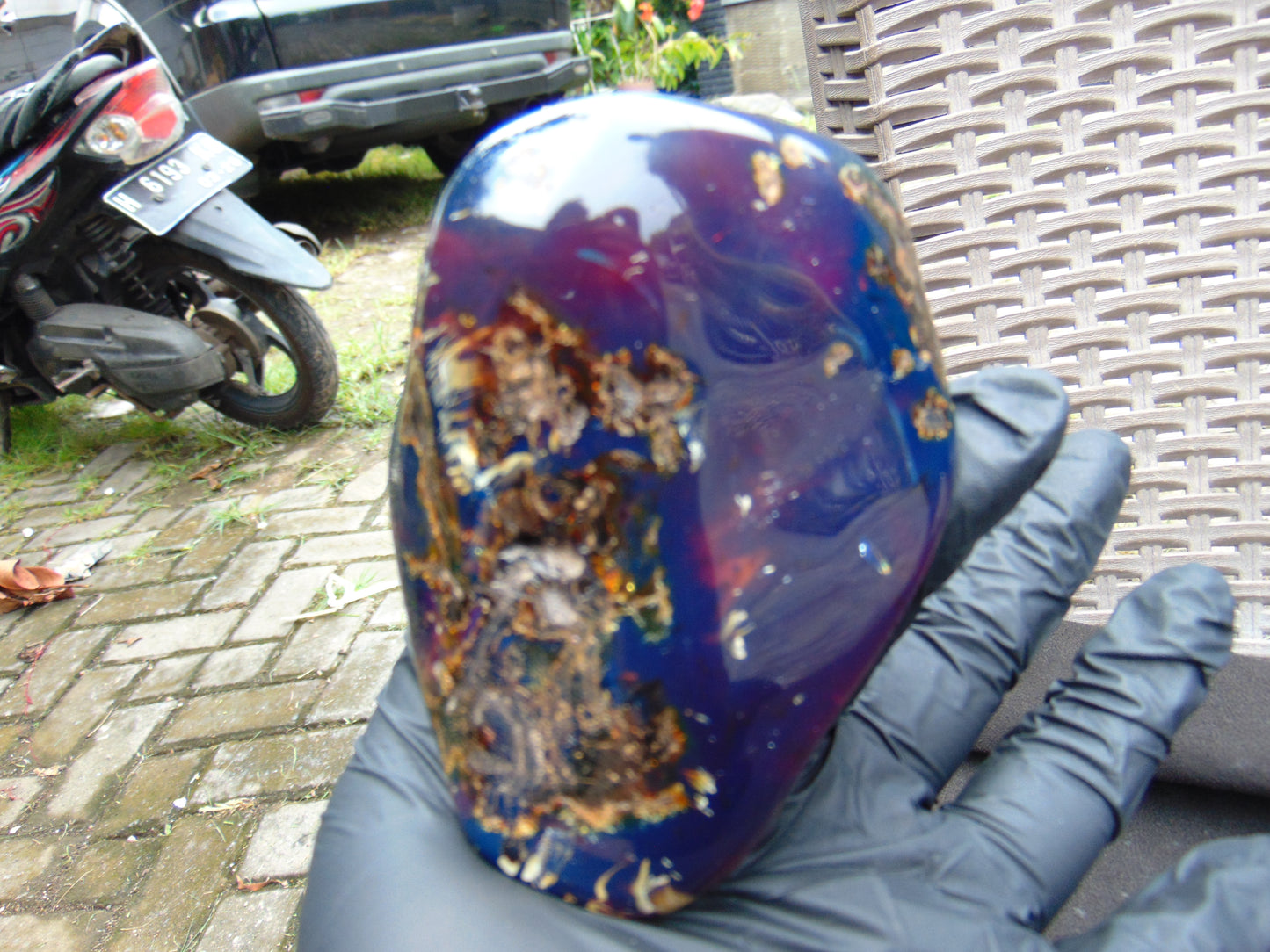 201 gr full polished 100x68x60 mm Indonesia Blue Amber for Healing ML91