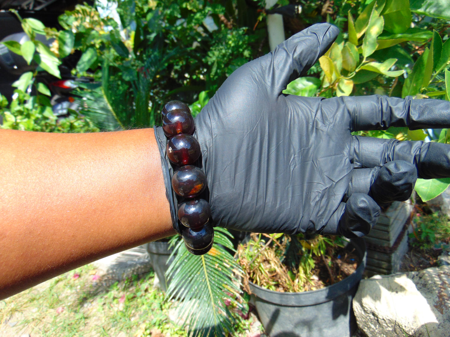 43 gram 13 Beads Mala Bracelet Indonesian Cherry Red Amber 18 mm for Healing G18B2