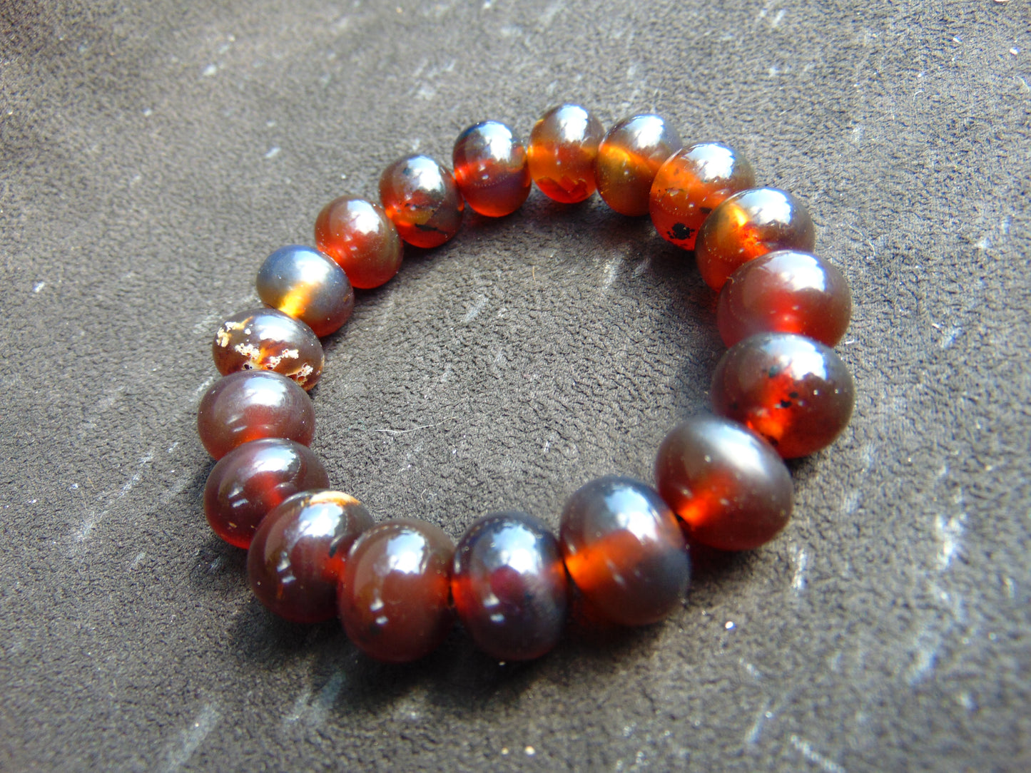 19 Gram 18 small Beads Bracelet Indonesian Cherry Red Amber 12 mm for Healing FRB28