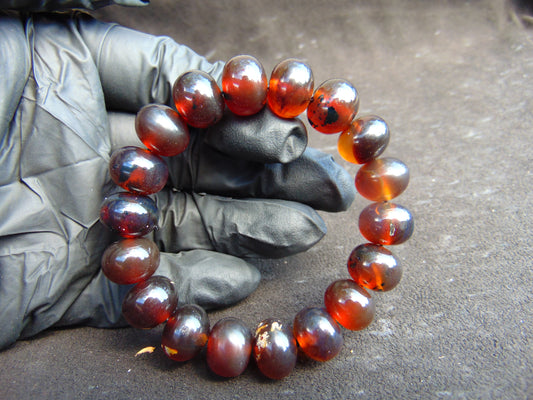 19 Gram 18 small Beads Bracelet Indonesian Cherry Red Amber 12 mm for Healing FRB28