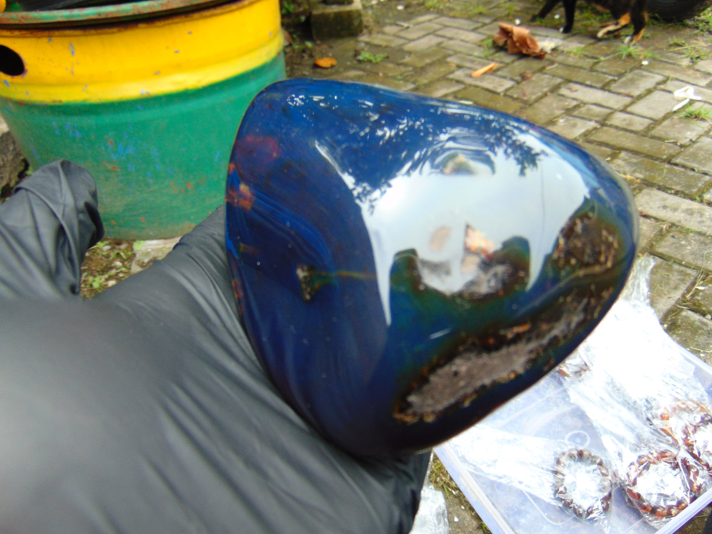 243 gr full polished 94x81x55 mm Indonesia Blue Amber for Healing ML90