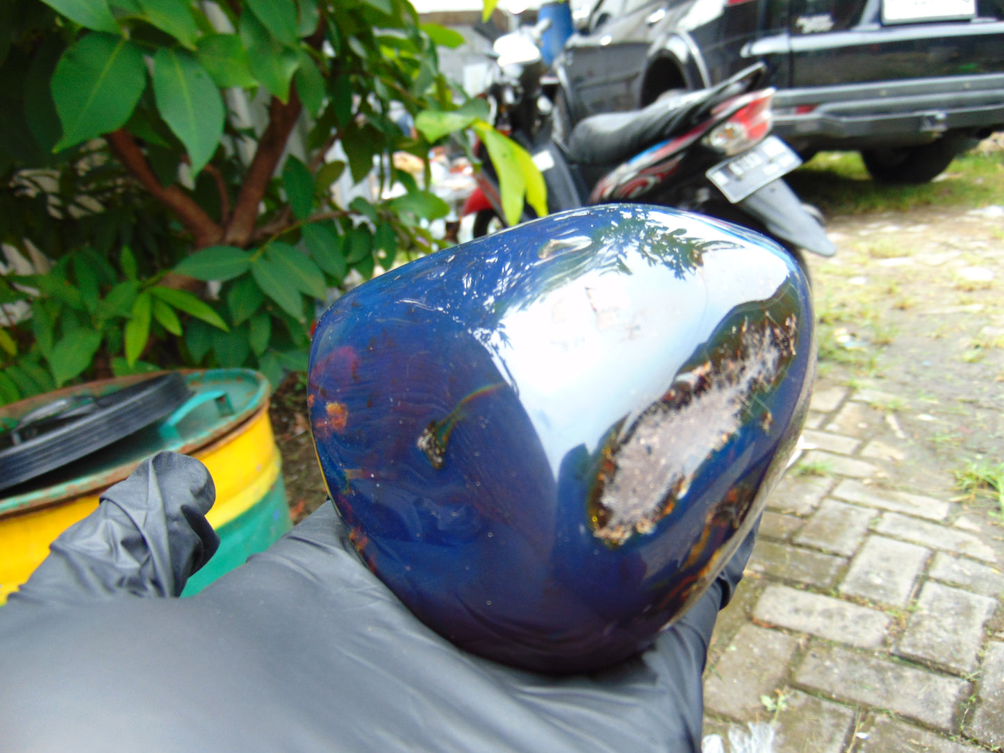 243 gr full polished 94x81x55 mm Indonesia Blue Amber for Healing ML90