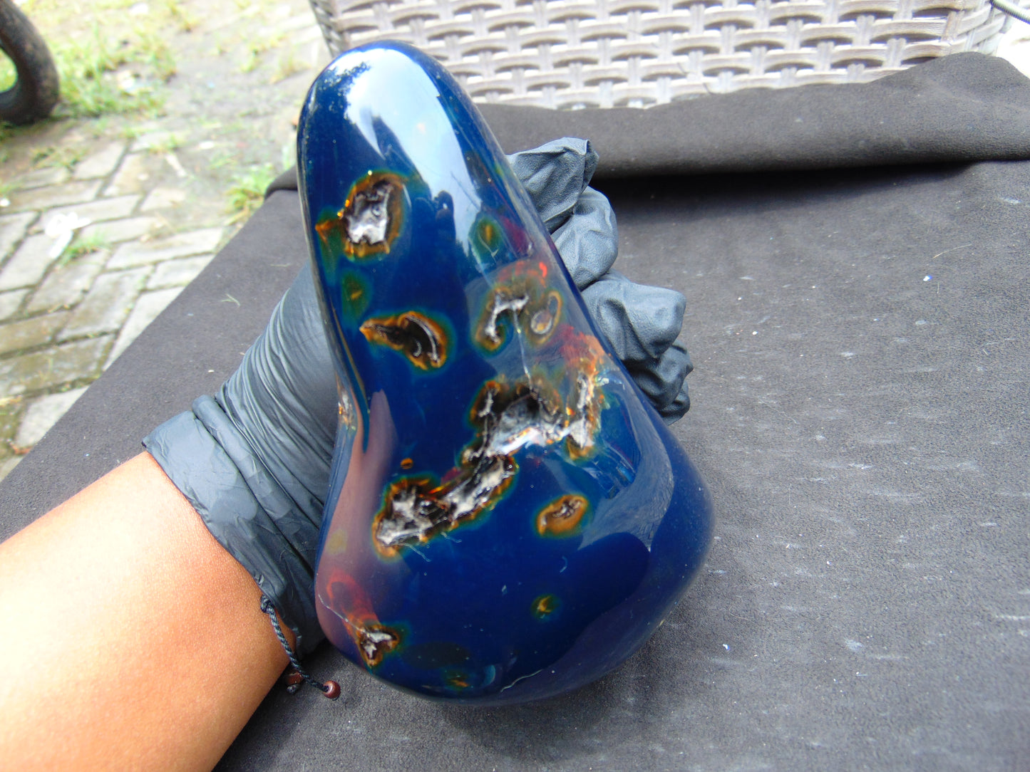 478 gr full polished 12x10x7 cm Indonesia Blue Amber for Healing AR153