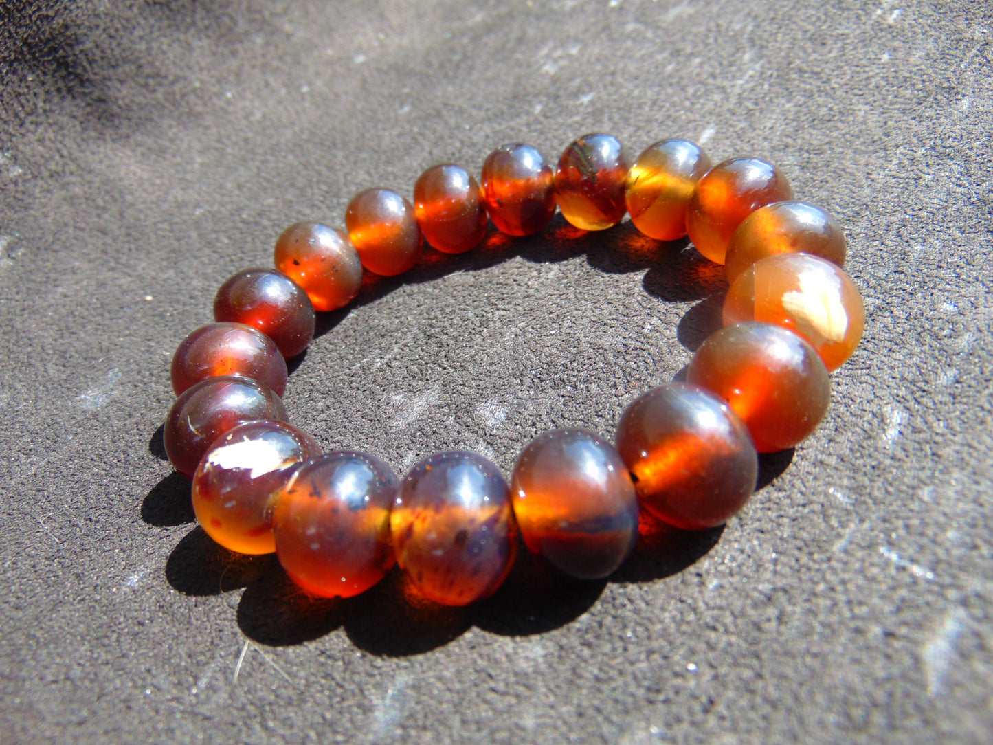 19 Gram 18 small Beads Bracelet Indonesian Yellow Red Blue Amber 12 mm for Healing FRB30