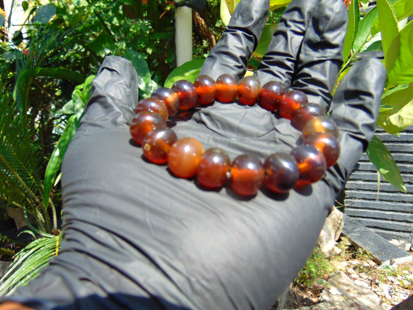 19 Gram 18 small Beads Bracelet Indonesian Yellow Red Blue Amber 12 mm for Healing FRB30