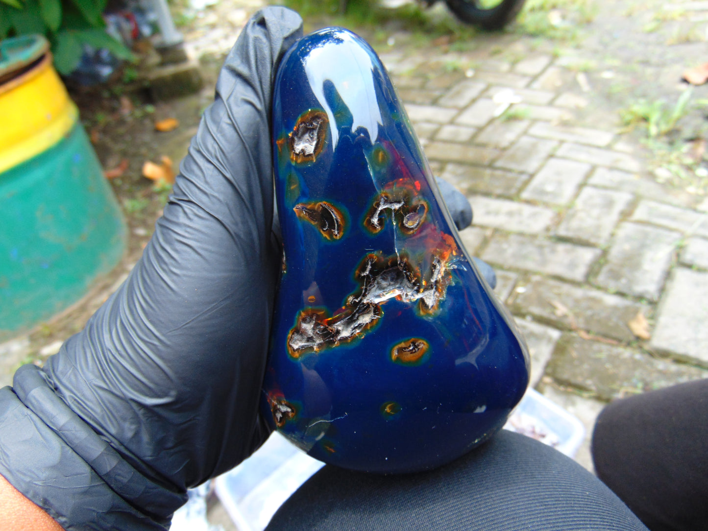 478 gr full polished 12x10x7 cm Indonesia Blue Amber for Healing AR153