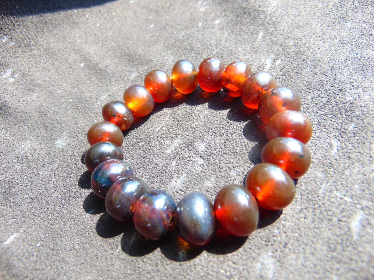 18 Gram 18 small Beads Bracelet Indonesian Yellow Red Amber 12 mm for Healing FRB31