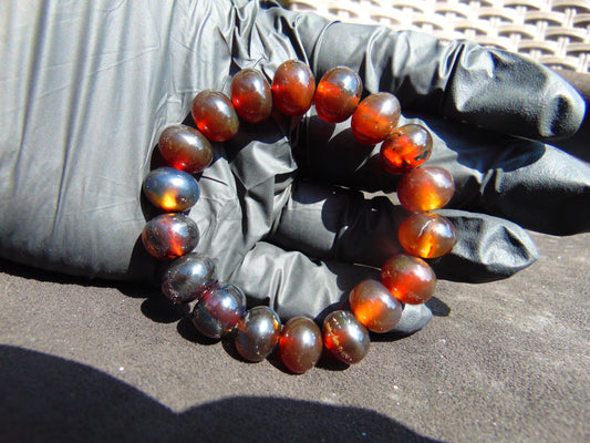 18 Gram 18 small Beads Bracelet Indonesian Yellow Red Amber 12 mm for Healing FRB31